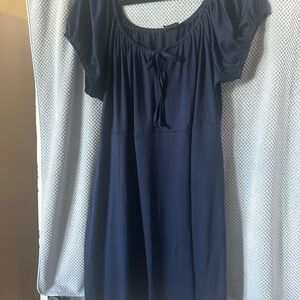Bobeau Navy Tie-Front Top